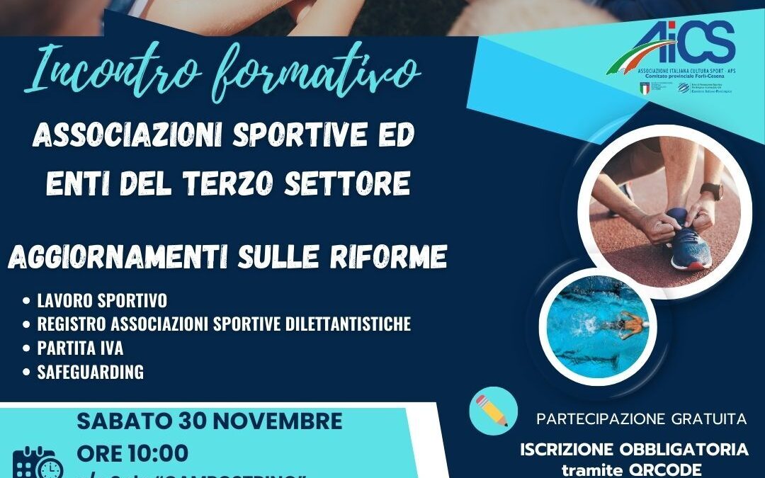 Forlì. Lavoro sportivo, Safeguarding e molto altro – seminario pubblico gratuito promosso da AiCS