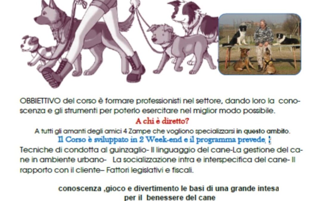 Cinofilia, corso per dog sitter e pet sitter